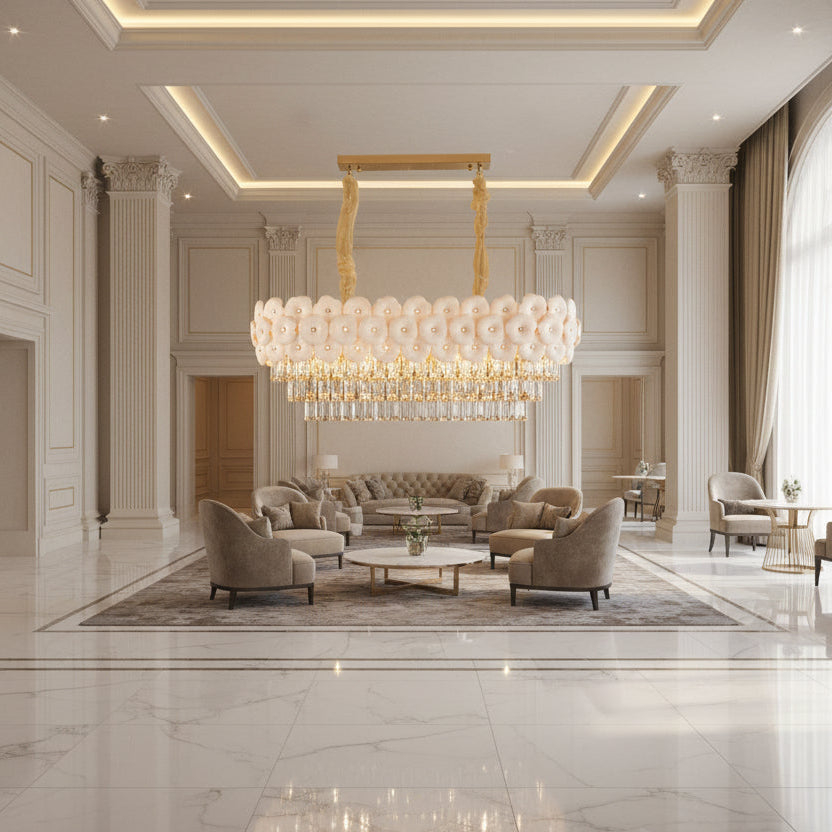 Candelabru Cristal PETAL Regalis 12xE14, 80x30 cm, Auriu, Inaltime Reglabila, Metal si Cristal [2]