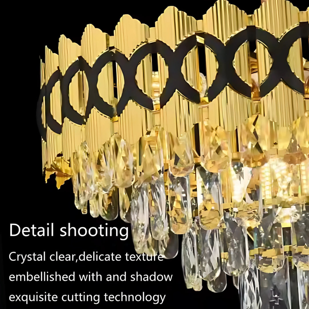 Candelabru Cristal PIERREFONDS Eleganza 8x E14, Diametru 48.5cm, Auriu Lucios, Inaltime Reglabila [3]