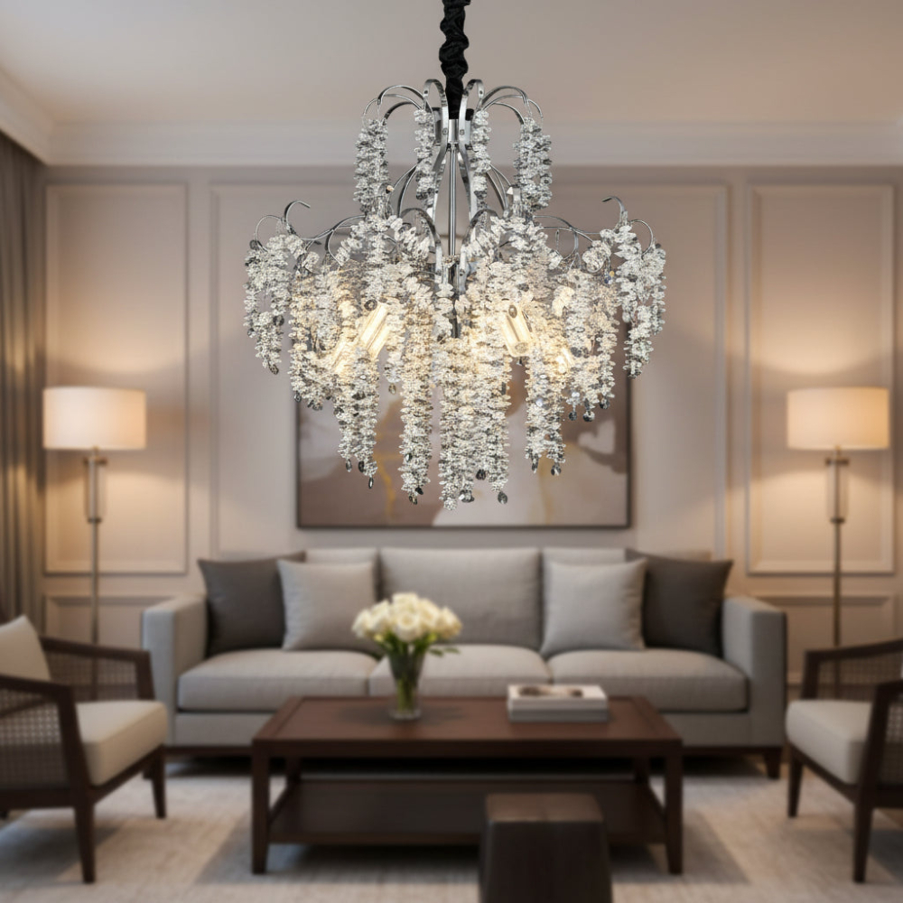Candelabru Cristal PUBU Eleganza, 5x E14, Diametru 50cm, Crom [3]
