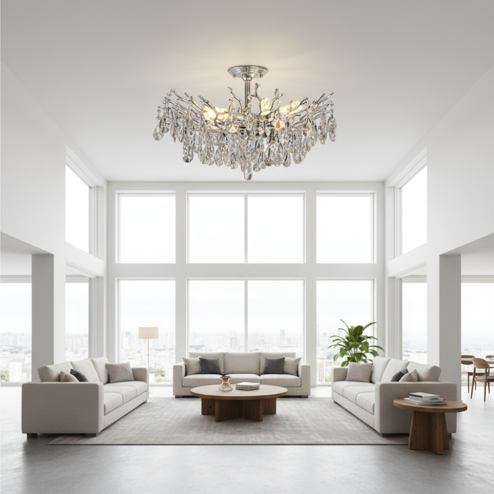 Candelabru Cristal REINA Magno, 6xE14, D60cm, Crom Lucios, Metal si Cristal [4]