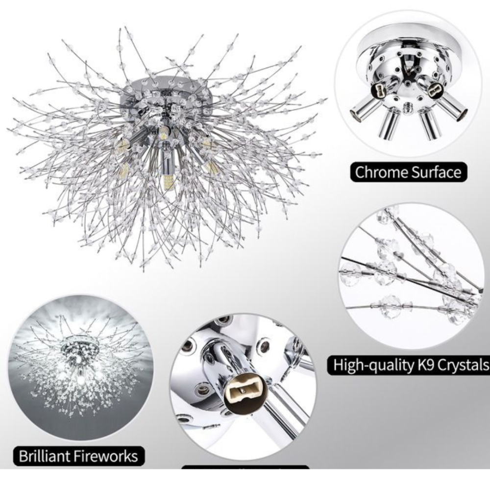 Candelabru Cristal RONDO Vivace, 5x G9, Diametru 40cm, Argintiu Lucios [3]