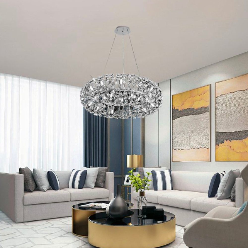 Candelabru Cristal SEGOVIA Magno 12x E14, Diametru 60cm, Argintiu Lucios, Inaltime Reglabila [3]