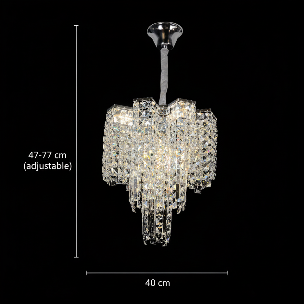Candelabru Cristal TAGISH Nobile 7xE14, Diametru 40cm, Metal si Cristal, Crom Lucios, Inaltime Reglabila [4]