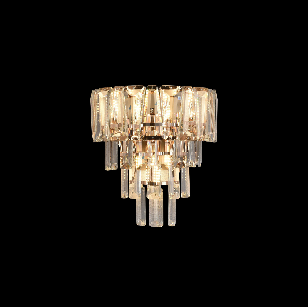 Candelabru Cristal tip Aplica VELMONT 3xE14, 26 cm, Auriu, Inaltime Reglabila, Metal si Cristal [4]