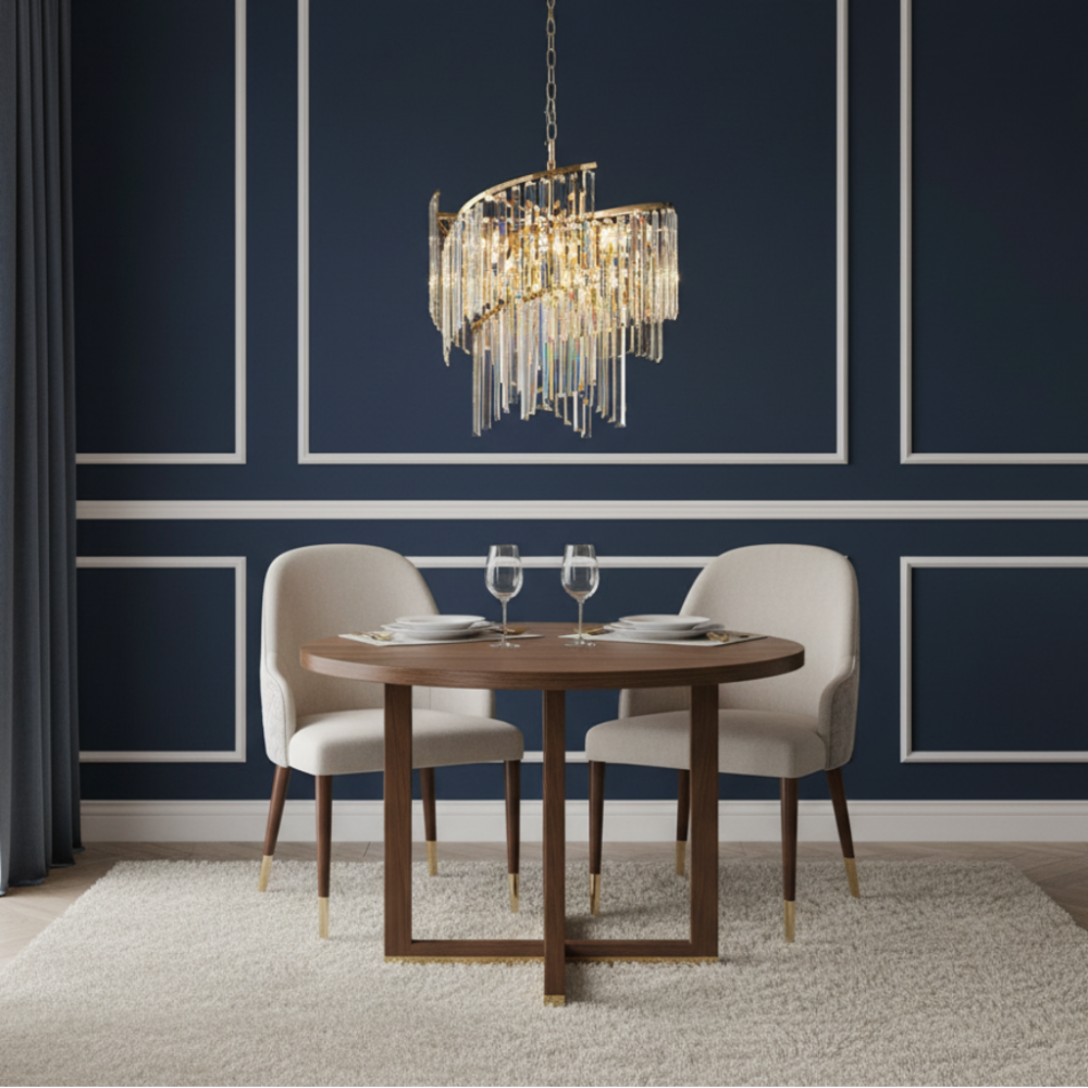 Candelabru Cristal TWEEZE Eleganza, Φ50cm, 9xE14, Auriu, Metal si Cristal [3]