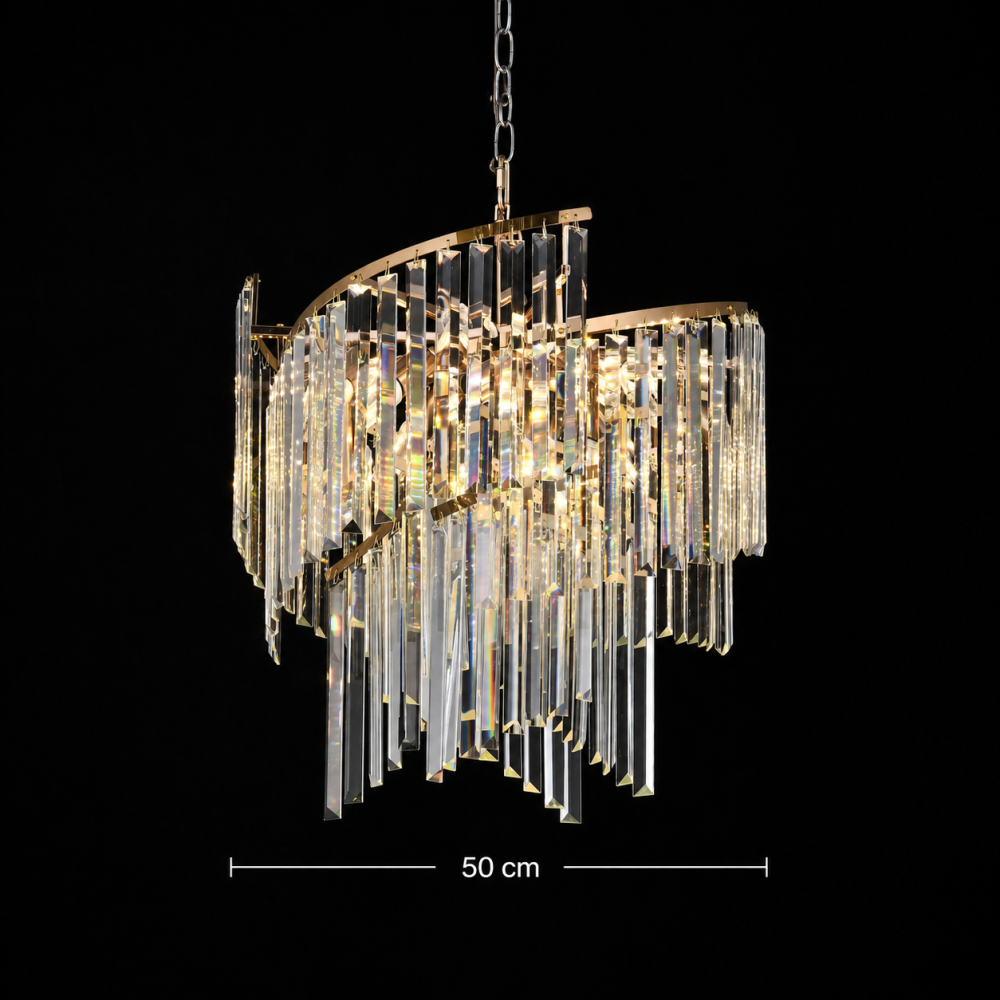Candelabru Cristal TWEEZE Eleganza, Φ50cm, 9xE14, Auriu, Metal si Cristal [4]