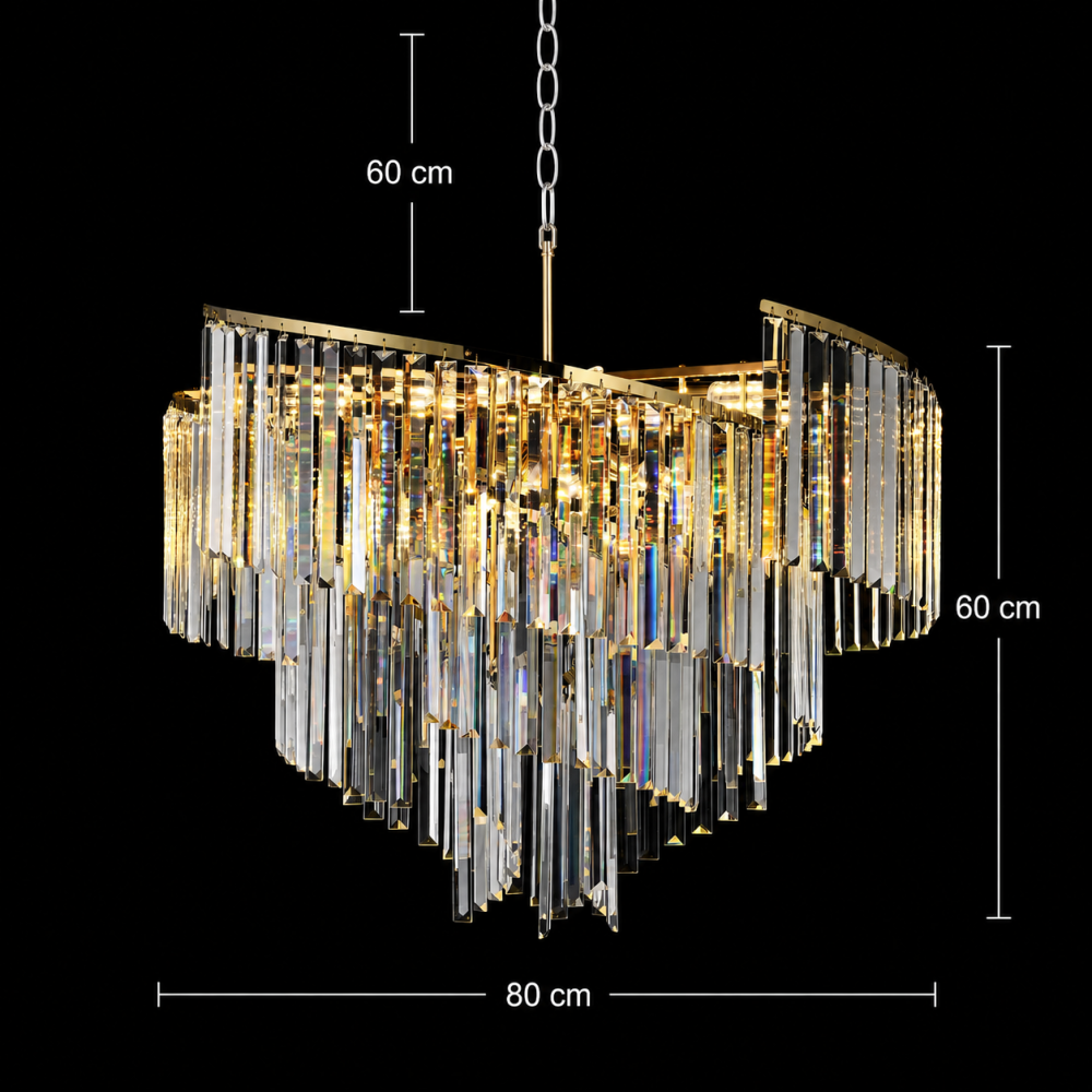 Candelabru Cristal TWEEZE Regalis, Φ80cm, 16xE14, Auriu, Metal si Cristal [3]