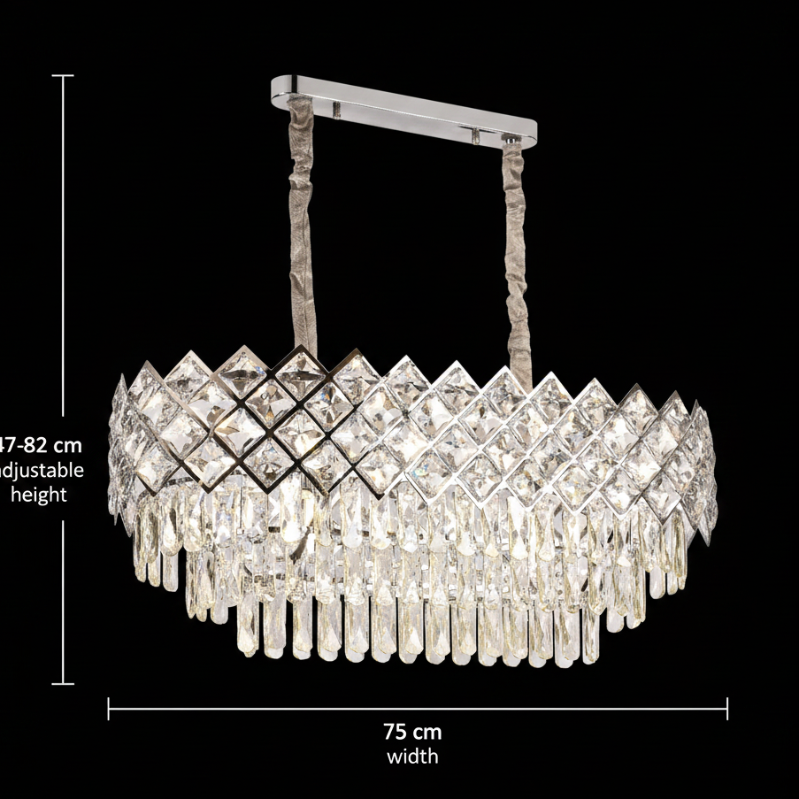Candelabru Cristal VECTORIA Supremo, 10xE14, Diametru 75x39cm, Crom Lucios, Inaltime Reglabila, Metal si Cristal [4]