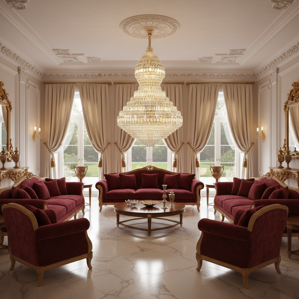 Candelabru Cristal VELVET Supremo, 69xE14, D150 cm, Auriu, Inaltime Reglabila, Metal si Cristal [2]