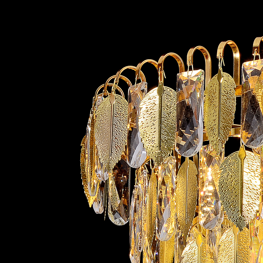 Candelabru Cristal VENARIA 6x E14, Diametru 40cm, Auriu Lucios, Inaltime Reglabil [2]