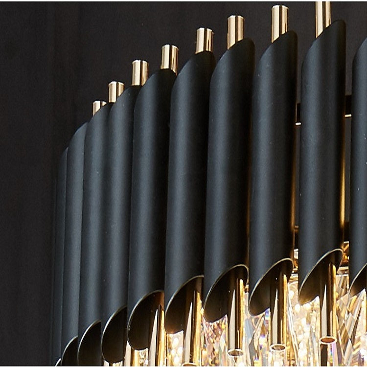 Candelabru Cristal VERSAILLES Eleganza 8x E14, 48 cm, Auriu Lucios si Negru, Inaltime Reglabila [3]