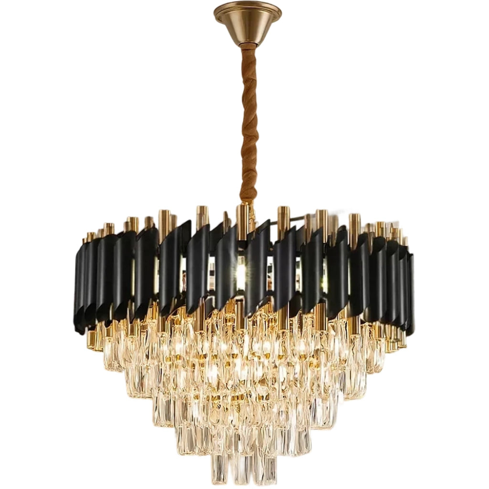 Candelabru Cristal VERSAILLES Eleganza 8x E14, Diametru 50cm, Negru, Auriu Lucios, Inaltime Reglabila [4]