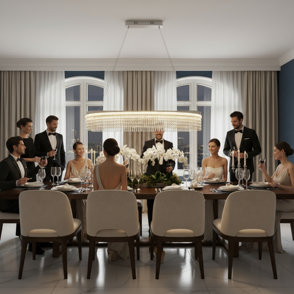 Candelabru Cristal VOLNA Grande Regalis, 128W, 80x25cm, Lumina Calda/Neutra/Rece, Alb, Metal si Cristal [4]