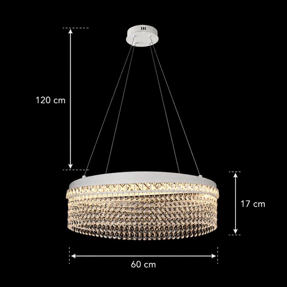 Candelabru Cristal VOLNA Magno, 124W, D60cm, Lumina Calda/Neutra/Rece, Alb, Metal si Cristal [4]