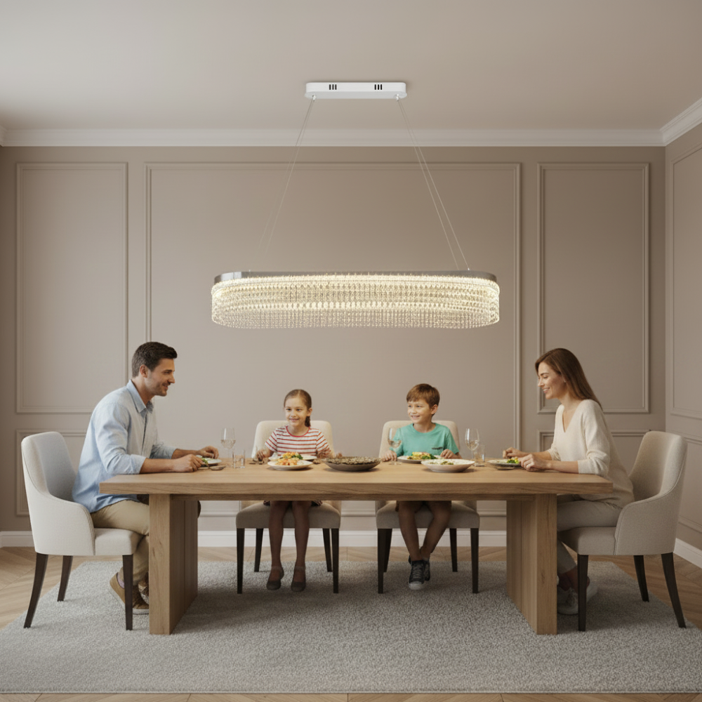 Candelabru Cristal VOLNA Supremo, 128W, 100x30cm, Lumina Calda/Neutra/Rece, Alb, Metal si Cristal [3]