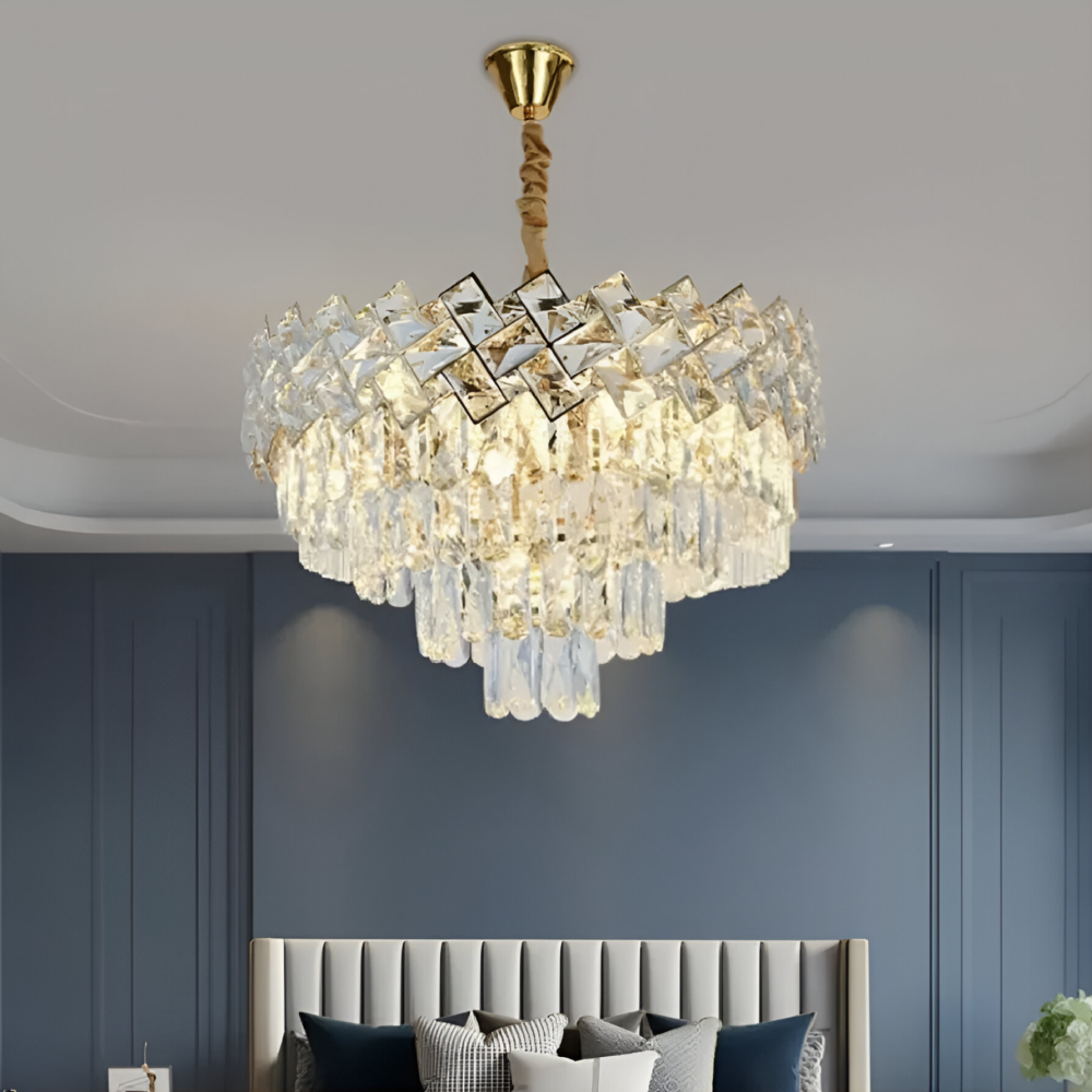 Candelabru Cristal WINDSOR Nobile 5xE14, Diametru 39cm, Auriu Lucios, Inaltime Reglabila [3]