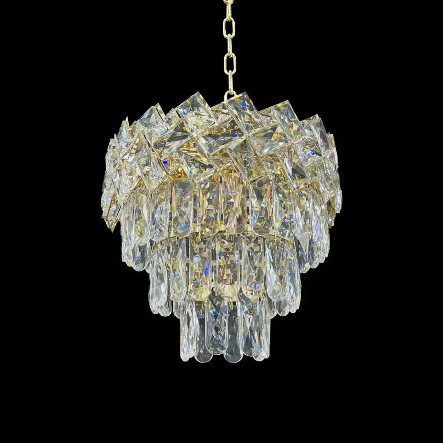 Candelabru Cristal WINDSOR Petito 3xE14, Diametru 29cm, Auriu Lucios, Inaltime Reglabila, Metal si Cristal [3]