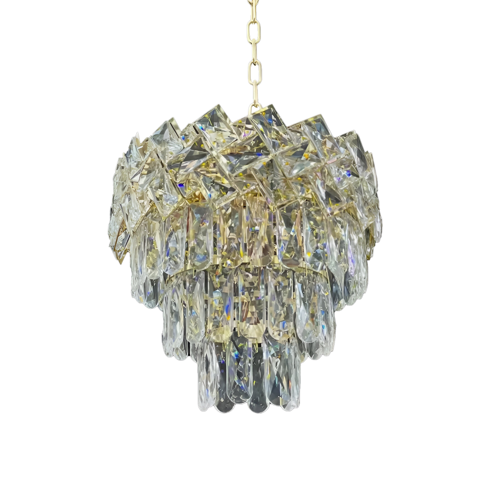 Candelabru Cristal WINDSOR Petito 3xE14, Diametru 29cm, Auriu Lucios, Inaltime Reglabila, Metal si Cristal [4]