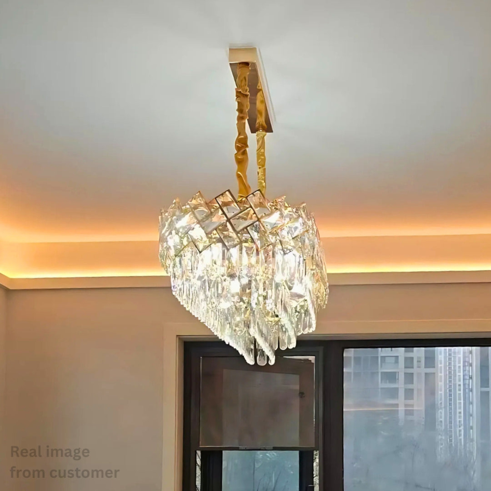 Candelabru Cristal WINDSOR Regalis 10x E14, Auriu Lucios, Inaltime Reglabila [3]