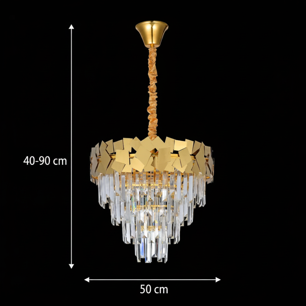 Candelabru Cristal YAKUTSK Eleganza 10xE14, Diametru 50cm, Auriu, Inaltime Reglabila [4]