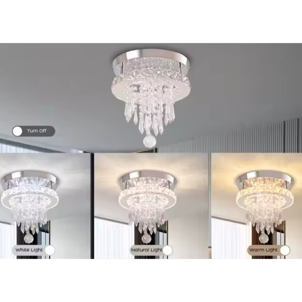 Candelabru LED Alberico Rotund, 17W, Lumina Rece/Calda/Neutra, Cristal, Crom Lucios [4]
