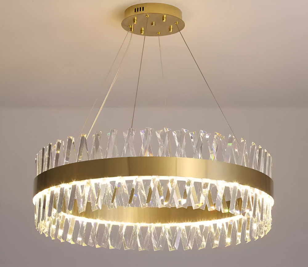 Candelabru LED CASERTA cu Telecomanda, 68W, Dimabil, 3000K/4000K/6000K,Diametru 60cm, Auriu [3]