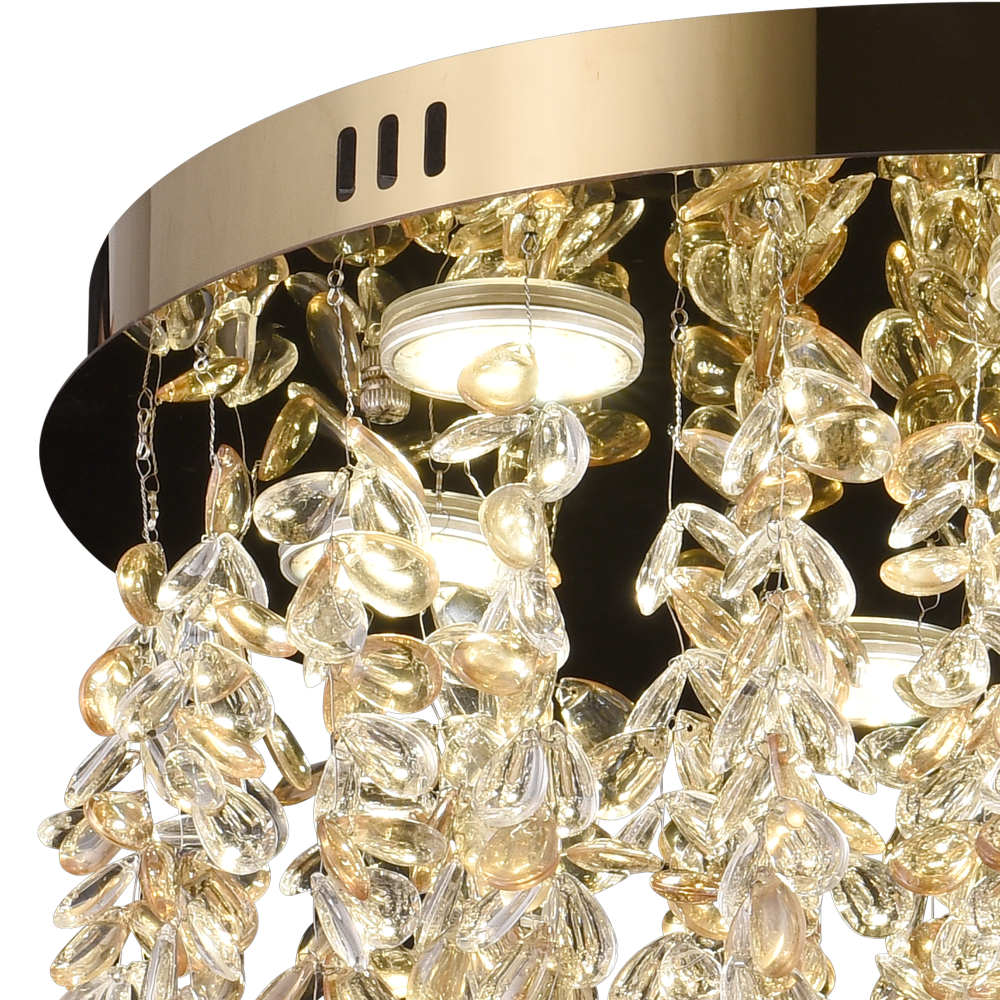 Candelabru LED Cristal LLC213/400GD Rotund, 22W, Lumina Rece/Calda/Neutra, Cristal, Auriu [2]