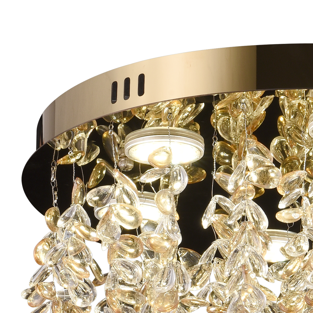 Candelabru LED Cristal LLC213/550GD Rotund, 29W, Lumina Rece/Calda/Neutra, Cristale, Auriu Lucios [2]