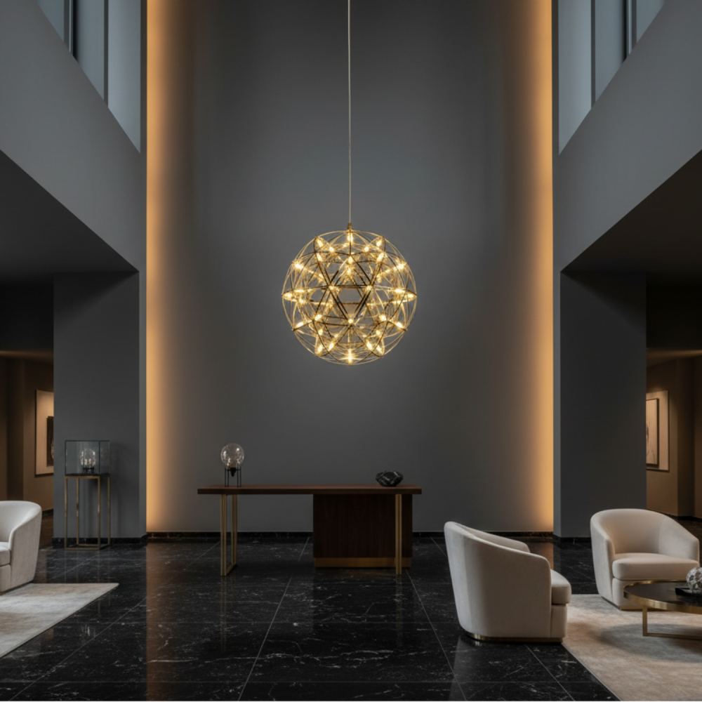 Candelabru Modern LED WELD Magno, 18W, Lumina Calda 3000K, Diametru 50cm, Inaltime Reglabila, Crom Lucios [2]
