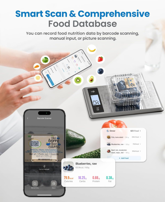 Cantar SMART Digital Nutritional de Bucatarie RENPHO Calibra 1 – Bluetooth, Calorii, Dieta si Fitness [3]