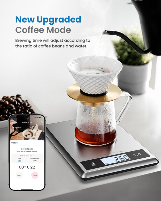 Cantar SMART Digital Nutritional de Bucatarie RENPHO Calibra 1 – Bluetooth, Calorii, Dieta si Fitness [5]