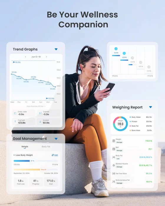 Cantar smart RENPHO R-A017 – Bluetooth, 13 masuratori corporale, LED display si lumini ambientale, cantar inteligent pentru corp 180 kg [6]