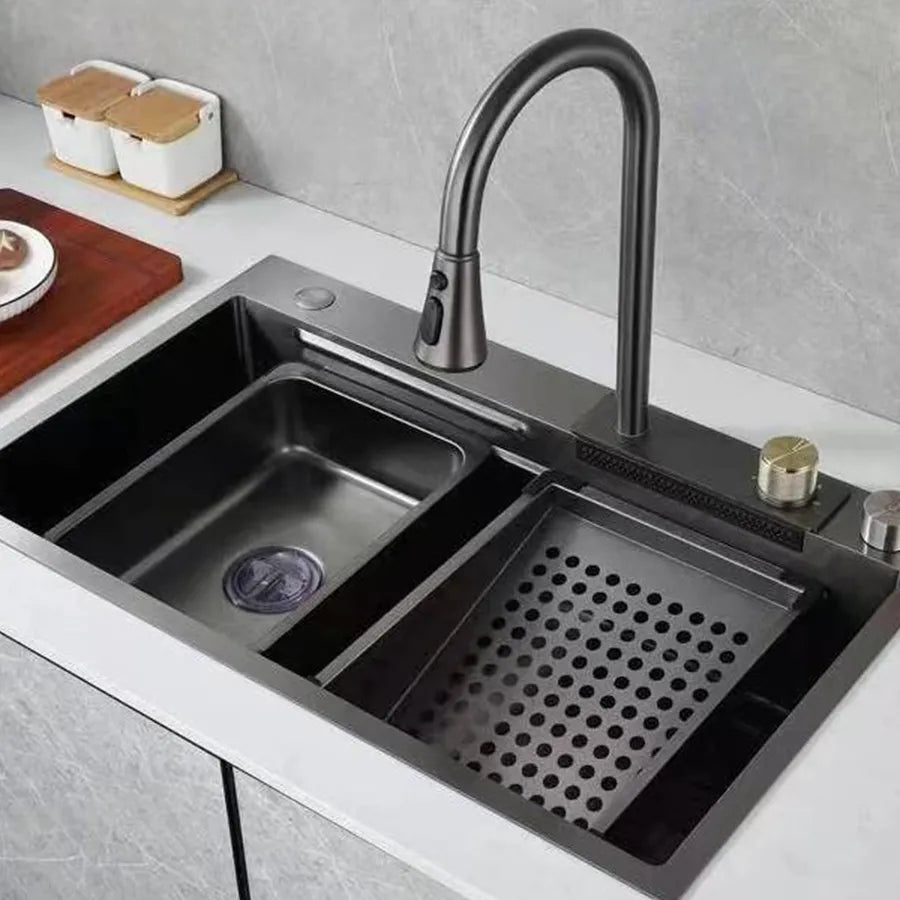 Chiuveta Bucatarie Inox cu Baterie inclusa, 68x46cm, Gri [1]