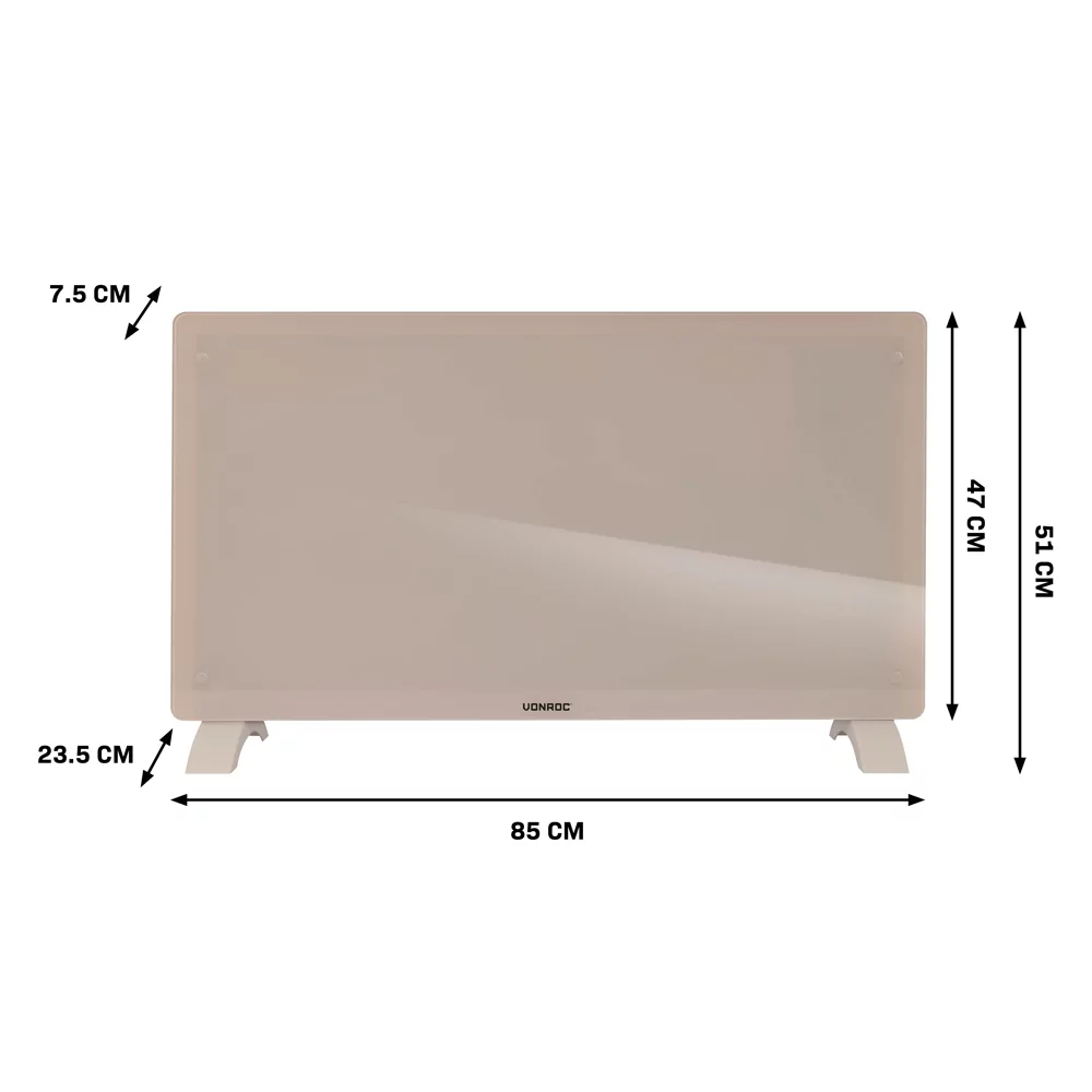 Convector electric de lux, 2000W, Panou de sticla, WiFi- control Aplicatie, Alb/Gri/Bej/Negru [21]