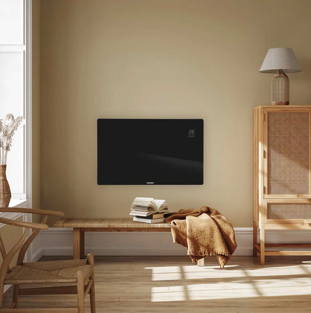 Convector electric de lux, 2000W, Panou de sticla, WiFi- control Aplicatie, Alb/Gri/Bej/Negru [25]