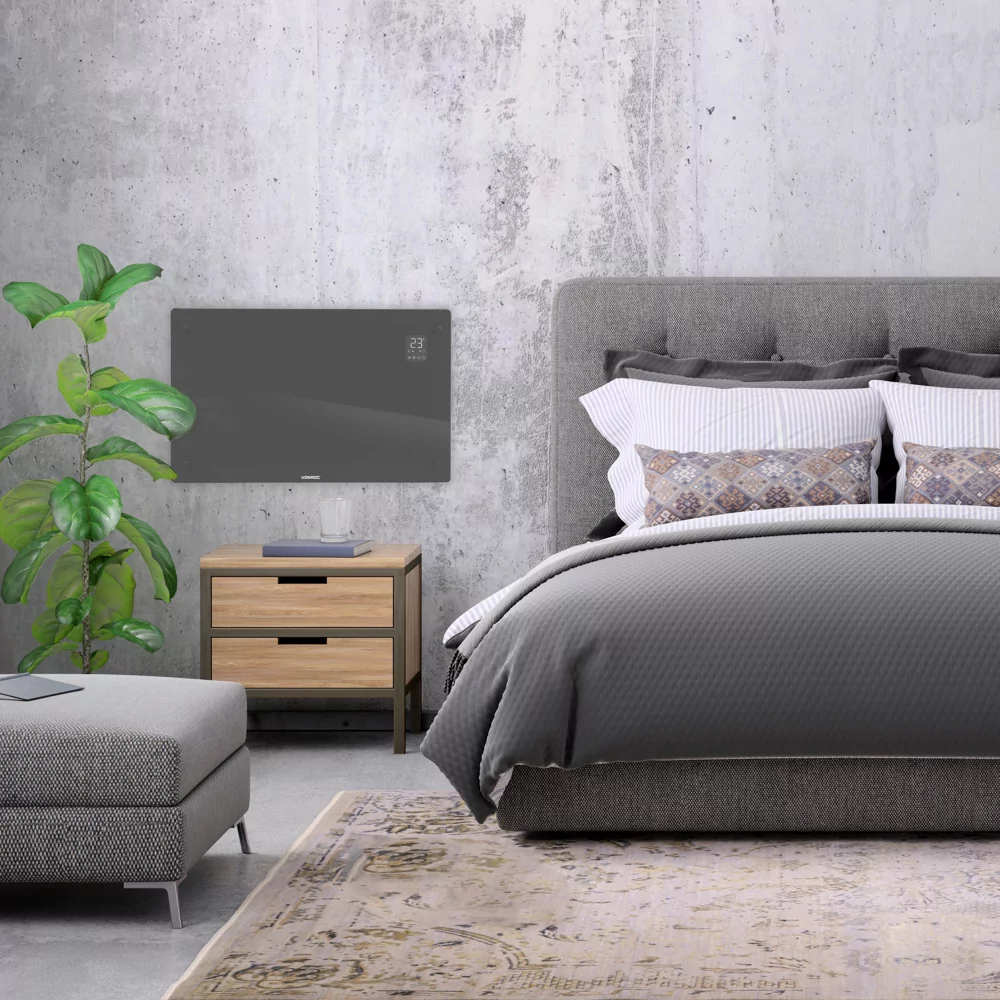 Convector electric de lux, 2000W, Panou de sticla, WiFi- control Aplicatie, Alb/Gri/Bej/Negru [13]