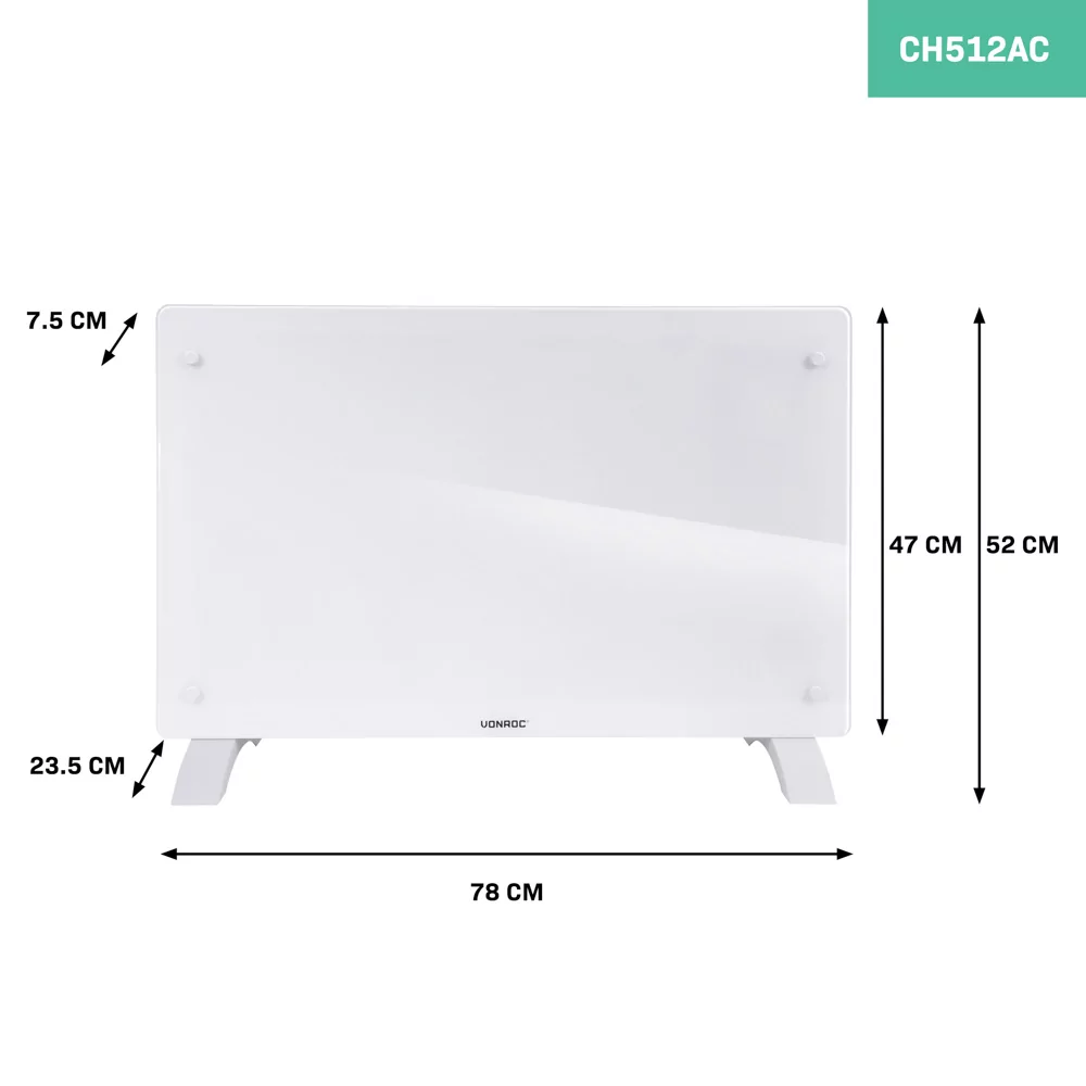 Convector electric de lux, 2000W, Panou de sticla, WiFi- control Aplicatie, Alb/Gri/Bej/Negru [3]