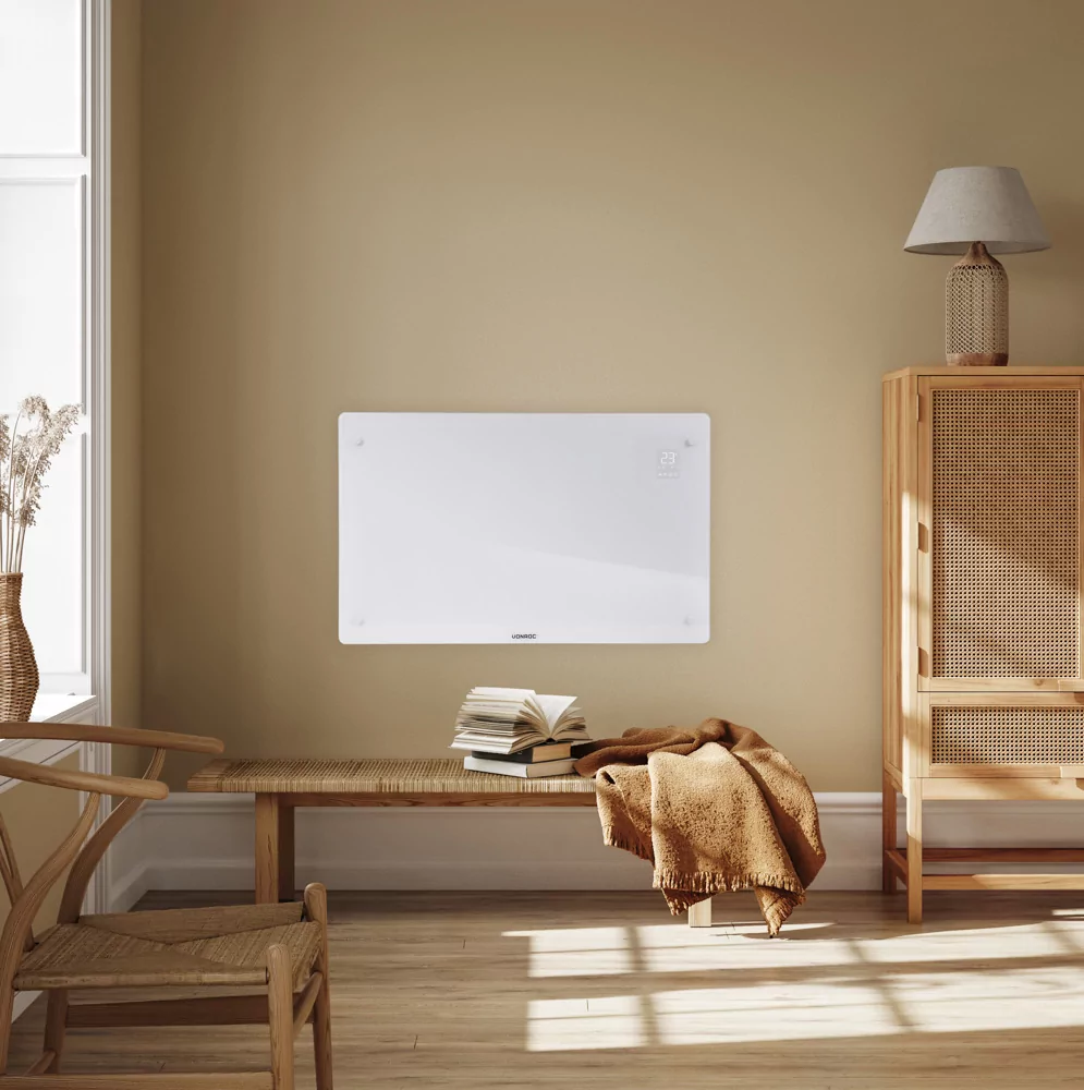 Convector electric de lux, 2000W, Panou de sticla, WiFi- control Aplicatie, Alb/Gri/Bej/Negru [4]