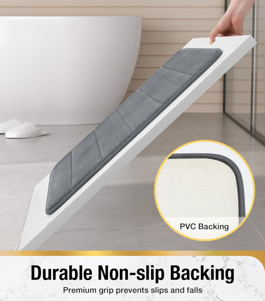 Covoras de Baie, 50x80 cm, Gri, Antiderapant, Absorbant [3]