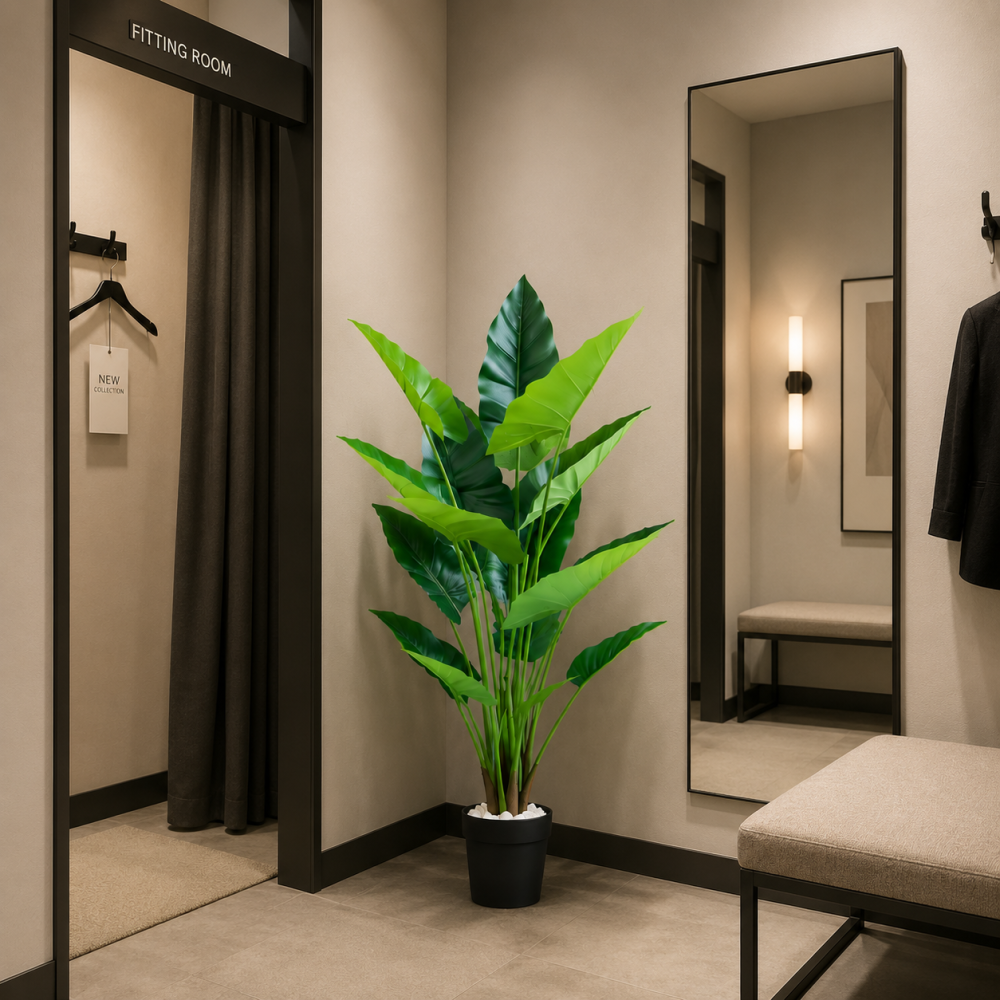 Decoratiune Alocasia, 12 frunze, Plastic, 150 cm, Verde [3]