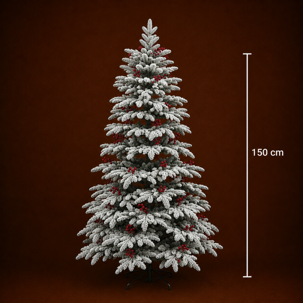Decoratiune Brad Artificial CRAN, 150 cm, 320 varfuri, Plastic, Verde si Alb [4]