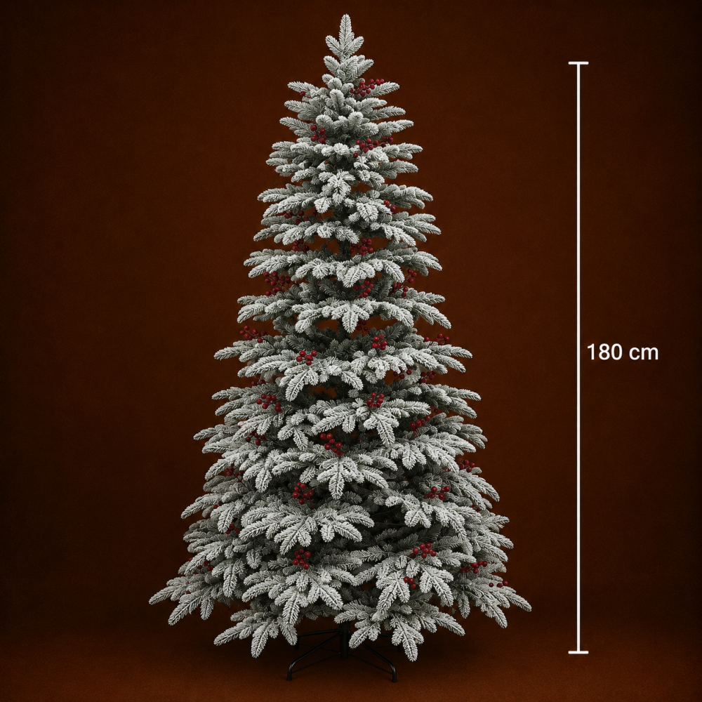 Decoratiune Brad Artificial CRAN, 180 cm, 505 varfuri, Plastic, Verde si Alb [4]
