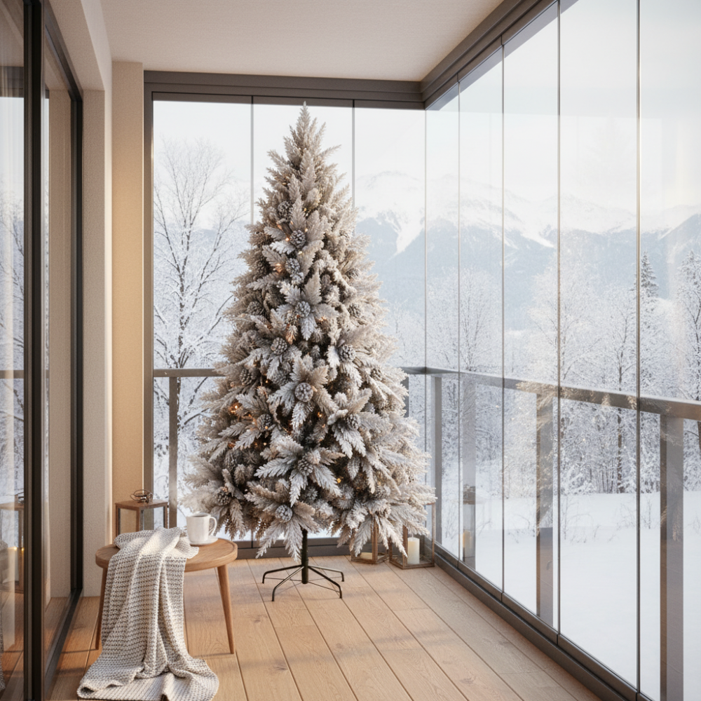 Decoratiune Brad Artificial GLEIS, 210 cm, 1200 varfuri, Suport Metalic, Plastic, Verde [3]