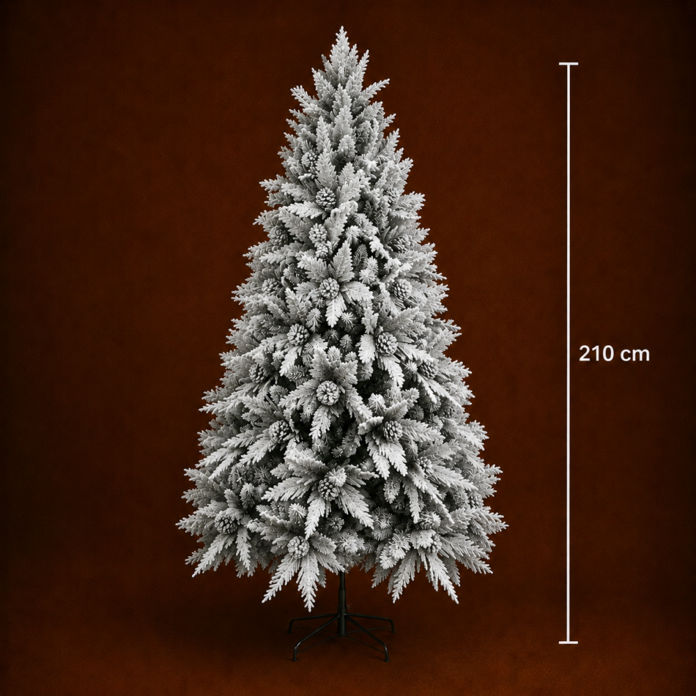 Decoratiune Brad Artificial GLEIS, 210 cm, 1200 varfuri, Suport Metalic, Plastic, Verde [4]