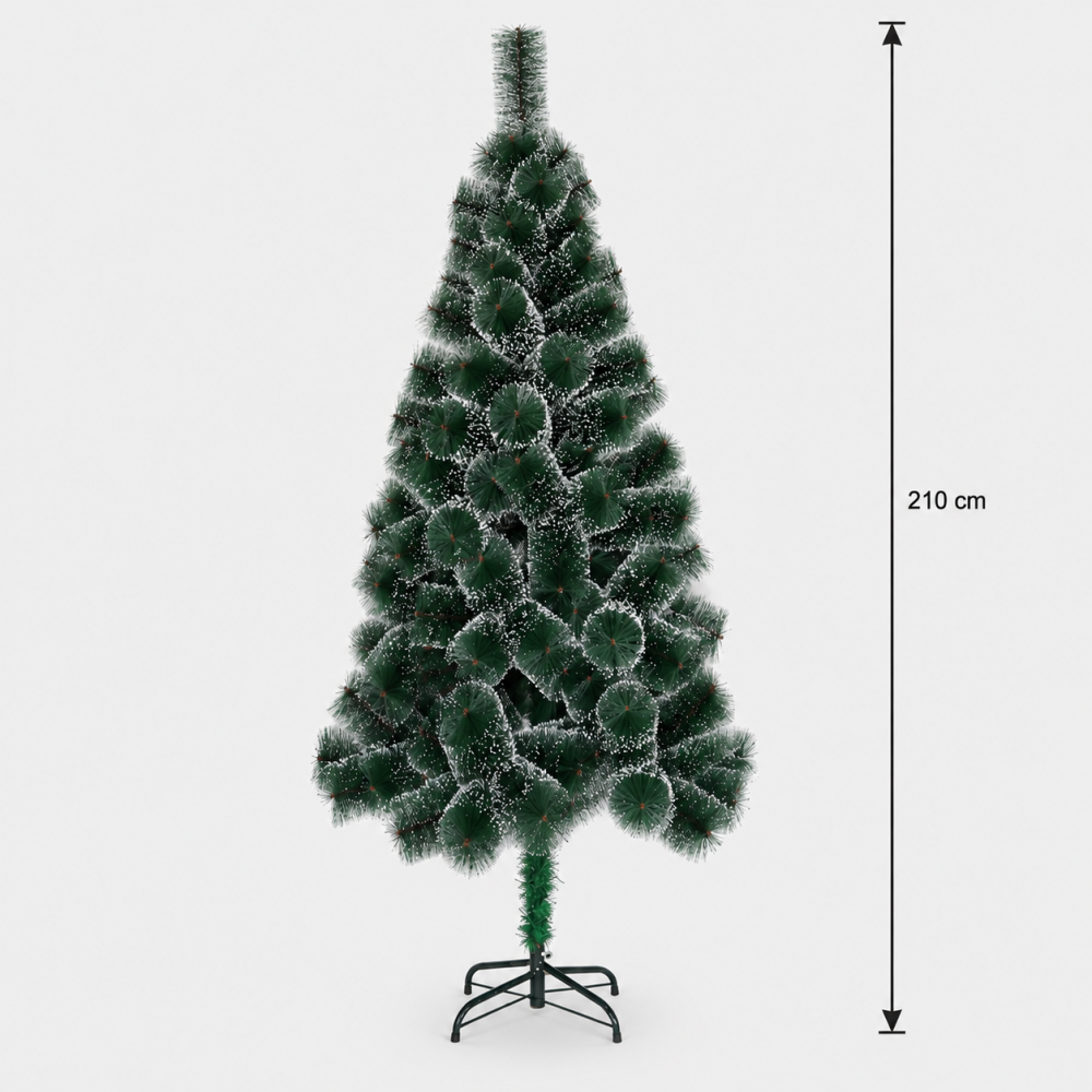 Decoratiune Brad Artificial MANIITSOQ, 210 cm, 280 varfuri, Suport Metalic, Plastic, Ace Verzi cu Varfuri Albe [4]