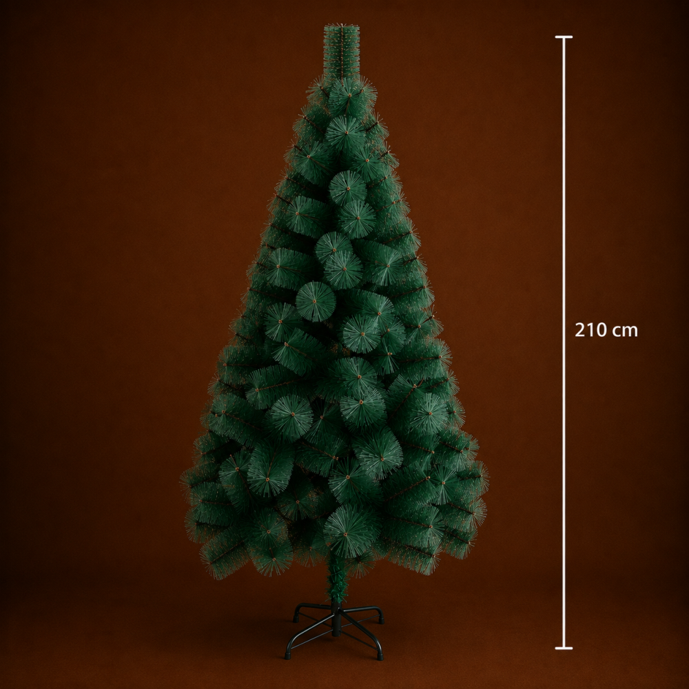 Decoratiune Brad Artificial MANIITSOQ, 210 cm, 280 varfuri, Suport Metalic, Plastic, Verde [4]