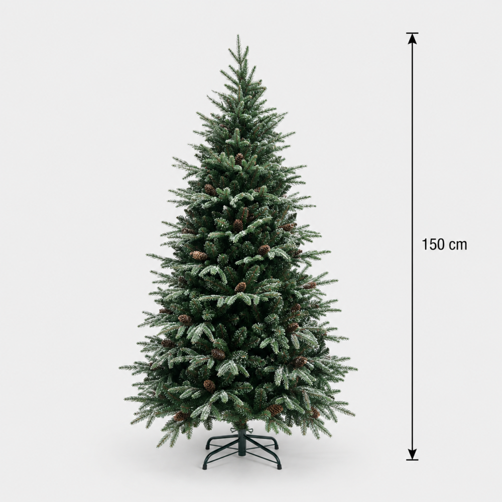 Decoratiune Brad Artificial QAANAAQ, 150 cm, 523 varfuri, Plastic, Verde [4]
