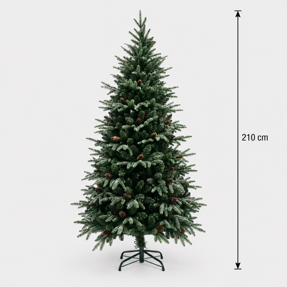 Decoratiune Brad Artificial QAANAAQ, 210 cm, 1149 varfuri, Plastic, Verde [4]