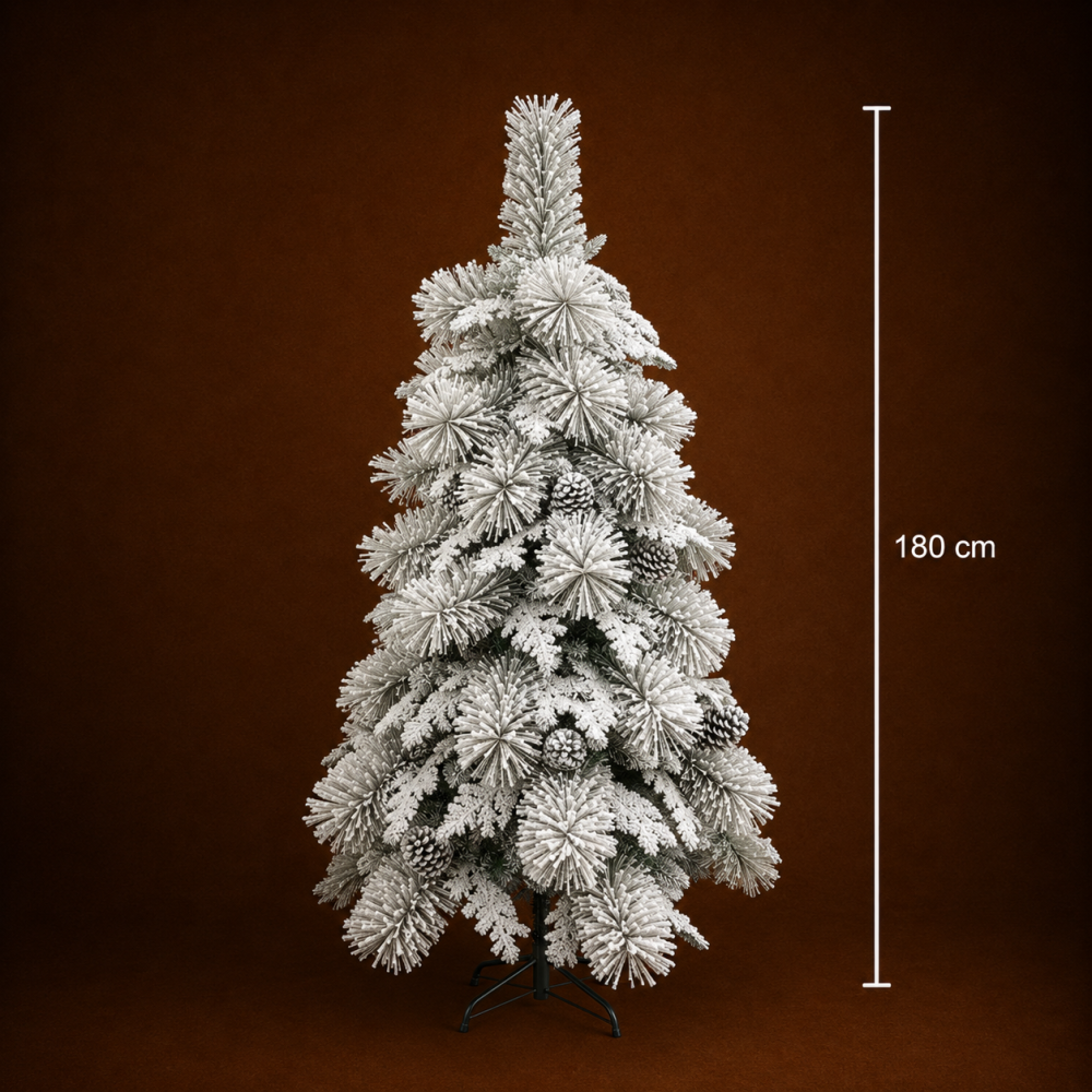 Decoratiune Brad Artificial UPERNAVIK, 180 cm, 550 varfuri, Suport Metalic, Plastic, Verde [4]