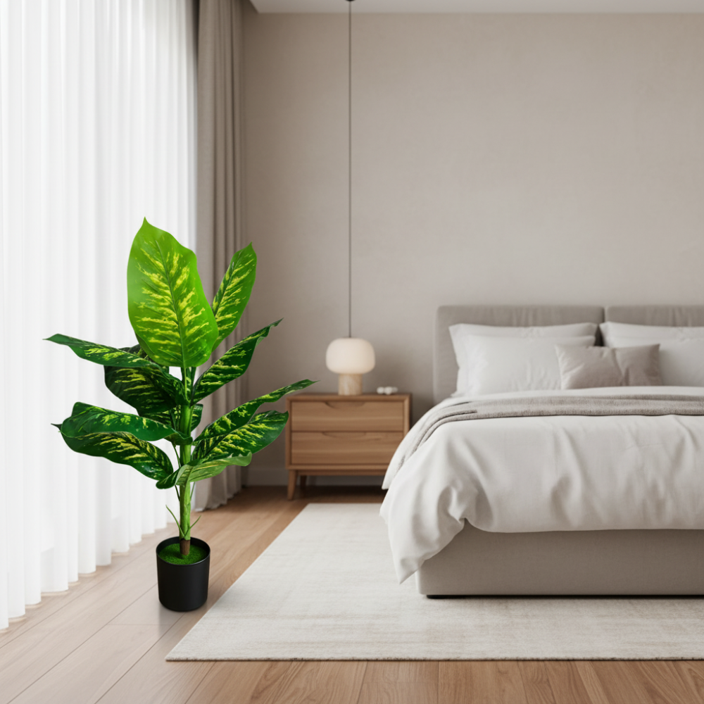 Decoratiune Dieffenbachia, Plastic, 100 cm, Verde [3]